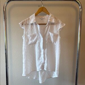 White Sleeveless Button-Up Top